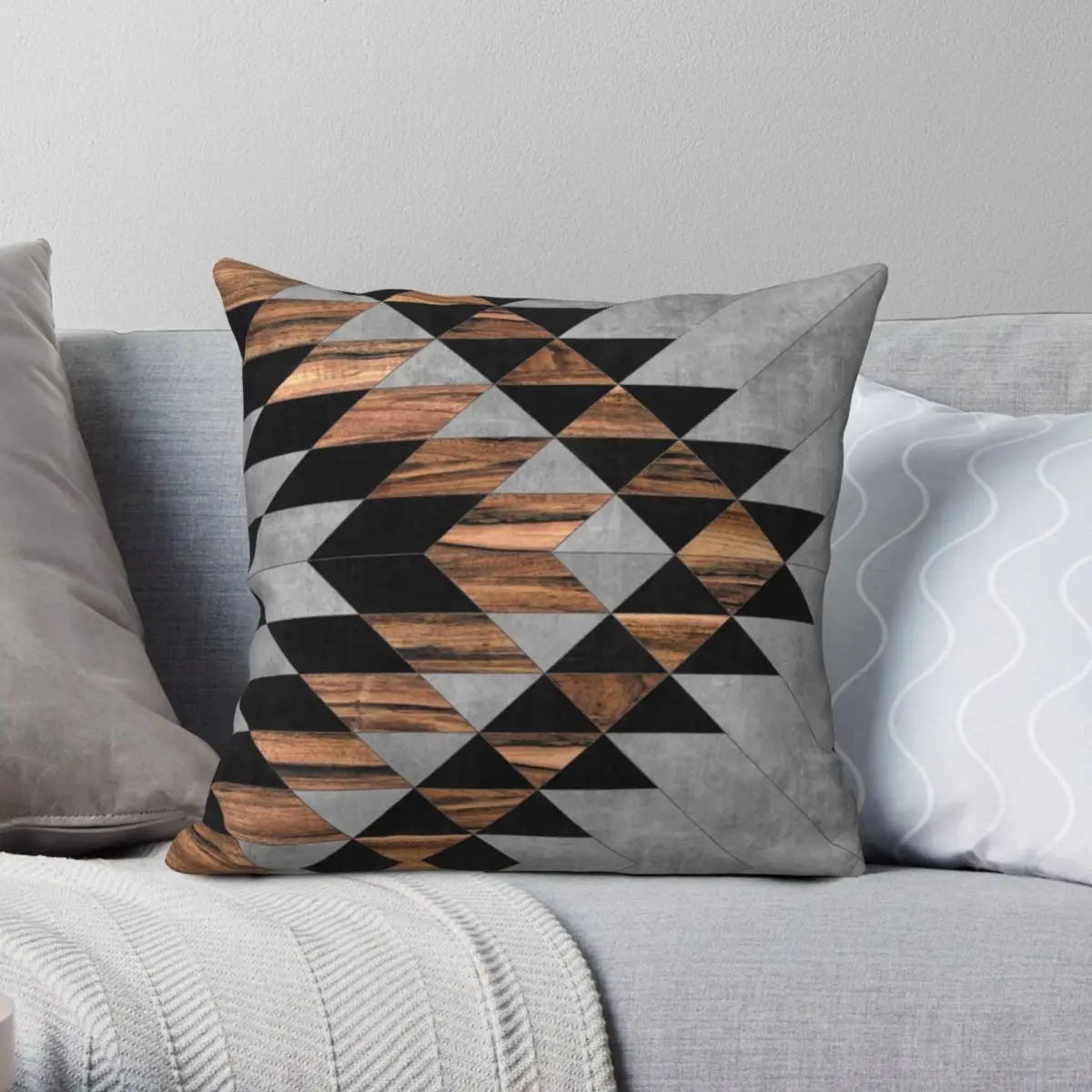 Urban Tribal Aztec Concrete Wood Square Pillowcase Polyester Linen Velvet Printed Zip Decor Pillow Case Home Cushion Cover