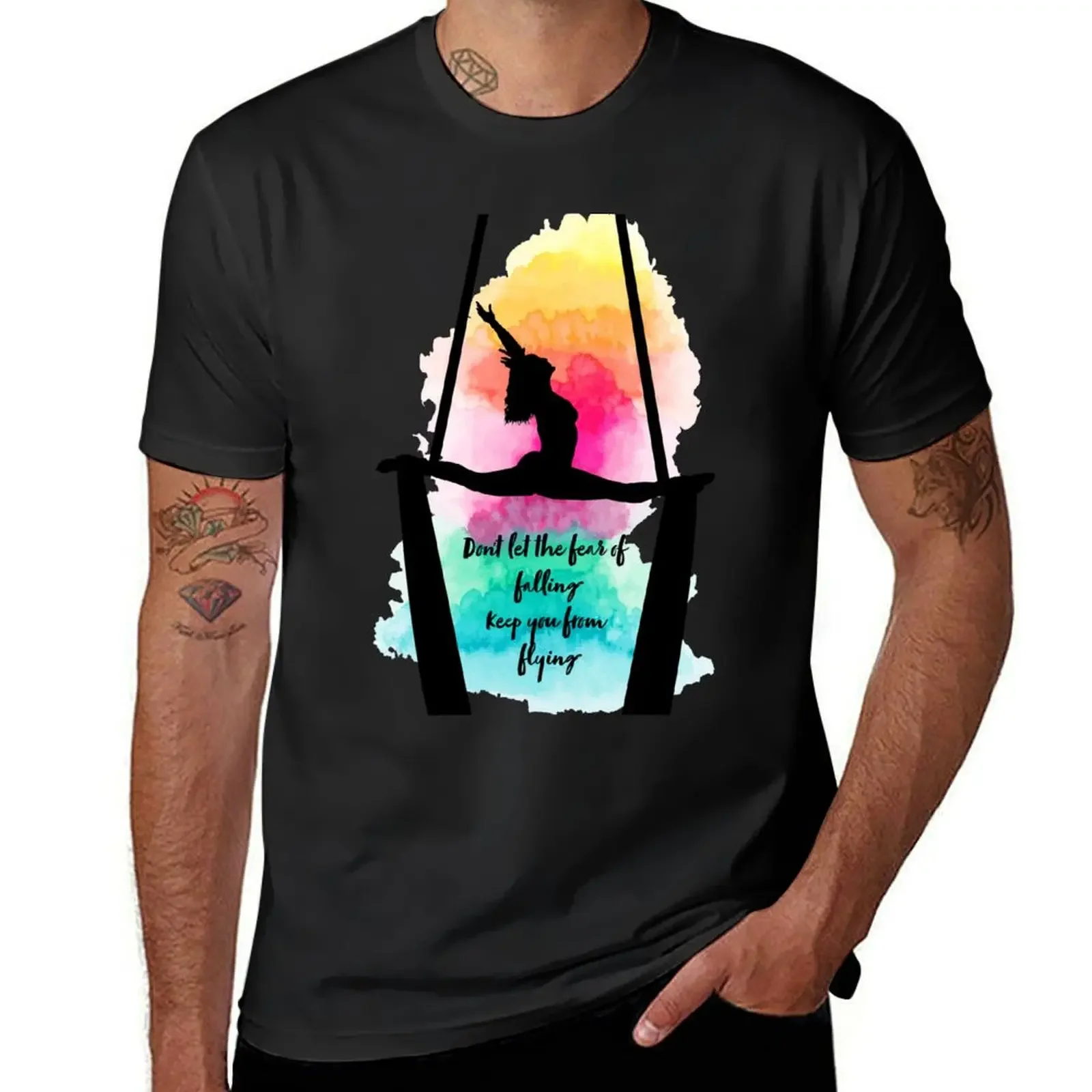 

Aerial Silks 'Fear of Falling' Quote Rainbow T-Shirt anime figures custom t shirt mens t shirts pack