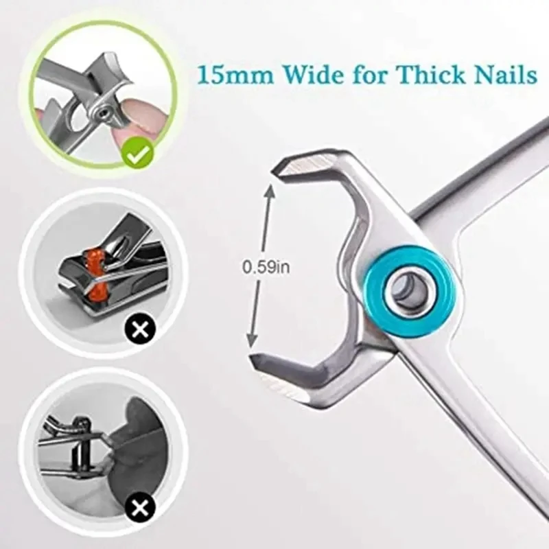 2PCS Nagelknipser Große Öffnung Nagelknipser Dicker Nagelschneider Edelstahl Professionelles Nagelwerkzeug mit großer Öffnung Schwarz