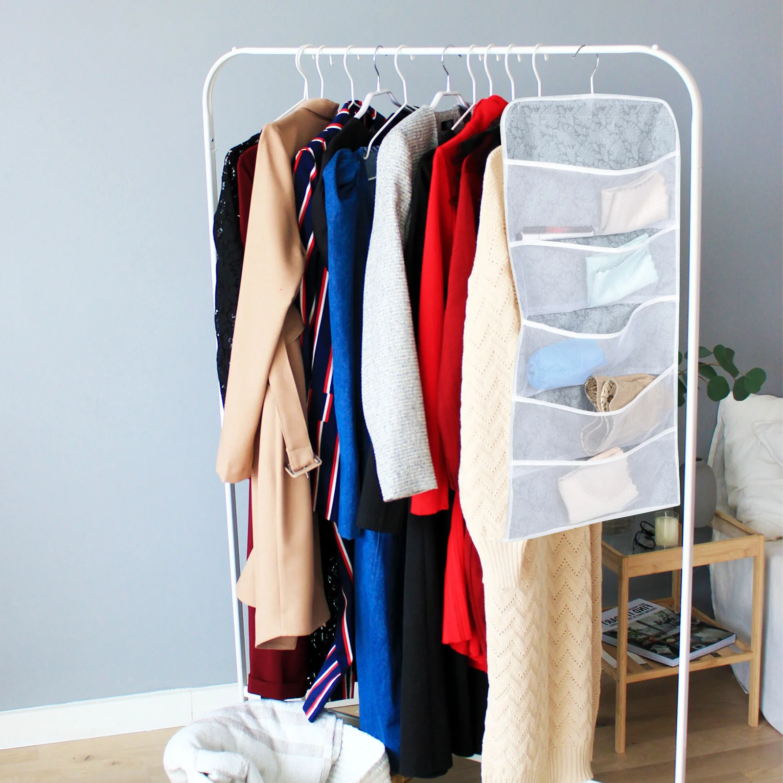 

Double-Side Bra Storage Bag Hanging Underwear Organizer Multi-Pocket Hanging Wardrobe Organizer for Bedroom Dorm Storage Bag