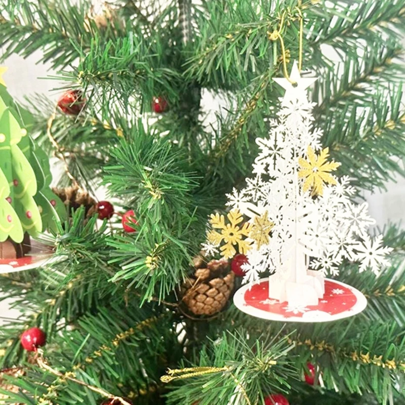 Cartões pop-up 3d, árvore floco neve cartão felicitações com envelope para ano casamento, noivado,