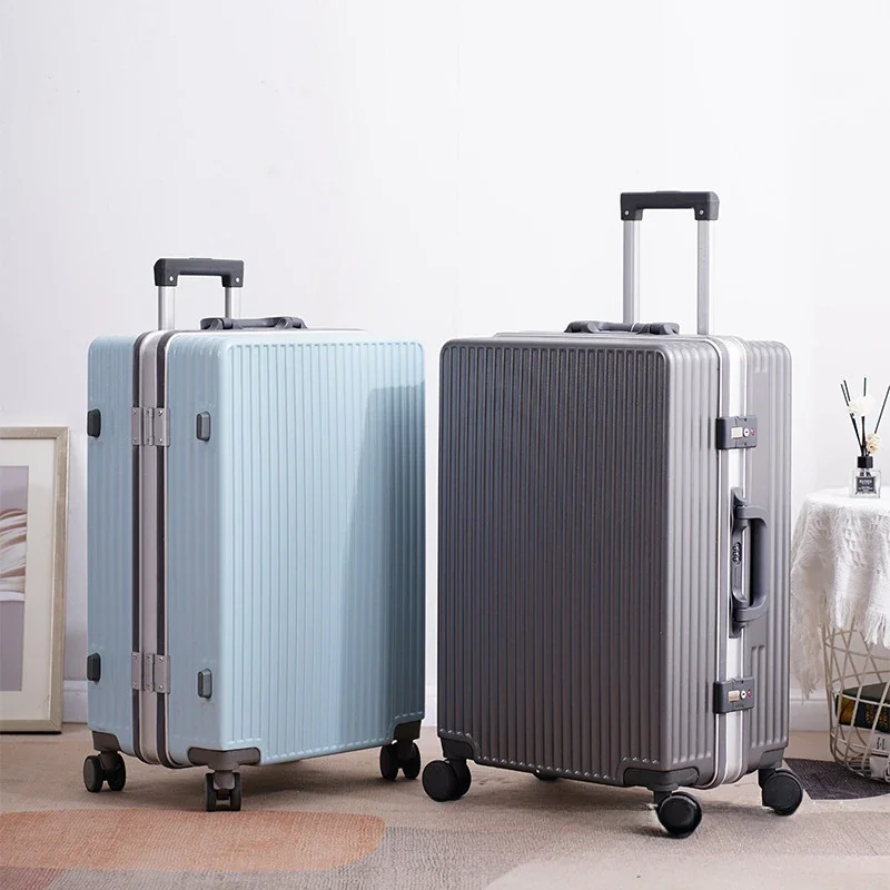 Aluminum Frame Rolling Luggage Travel Suitcase Fashion Large Capacity Trunk Carry-on Trolley Case Password Durable Luggage Box