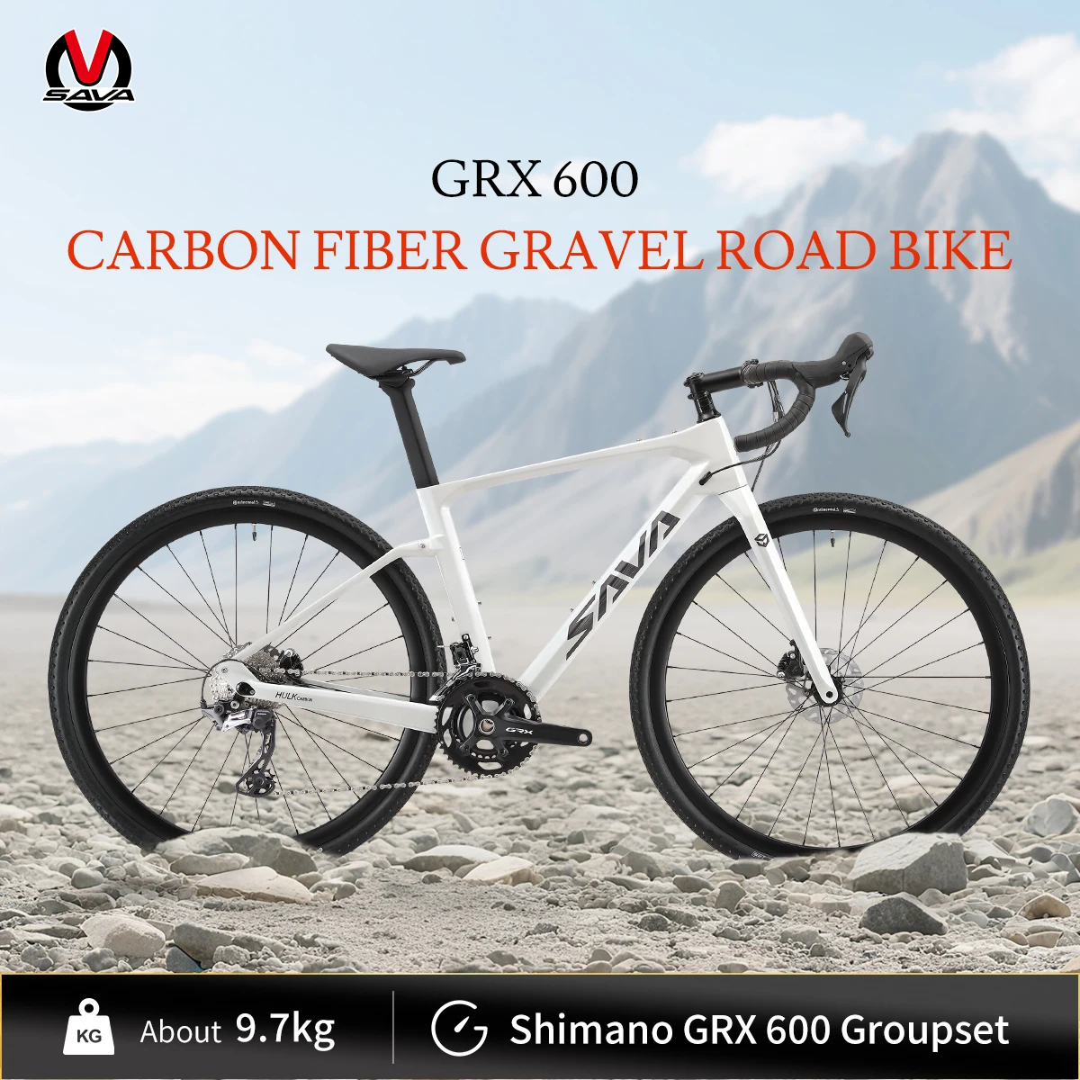 

SAVA Carbon Fiber Gravel Road Bike with SHIMAN0 GRX-600 11-Speed Dual Disc Brake Discs Road Bike Race Bike