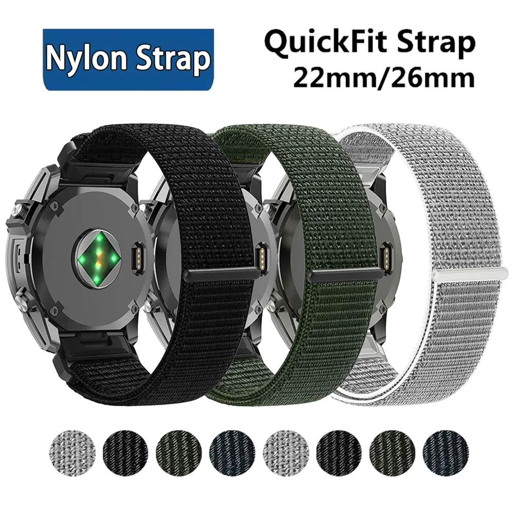 

Нейлоновый ремешок 22/26 мм для Garmin Fenix8 Epix Pro 47 51 мм Tactix 8 7 Pro Fenix 7X 7 6X 6 Enduro3 Quickfit, аксессуары для ремешка для часов