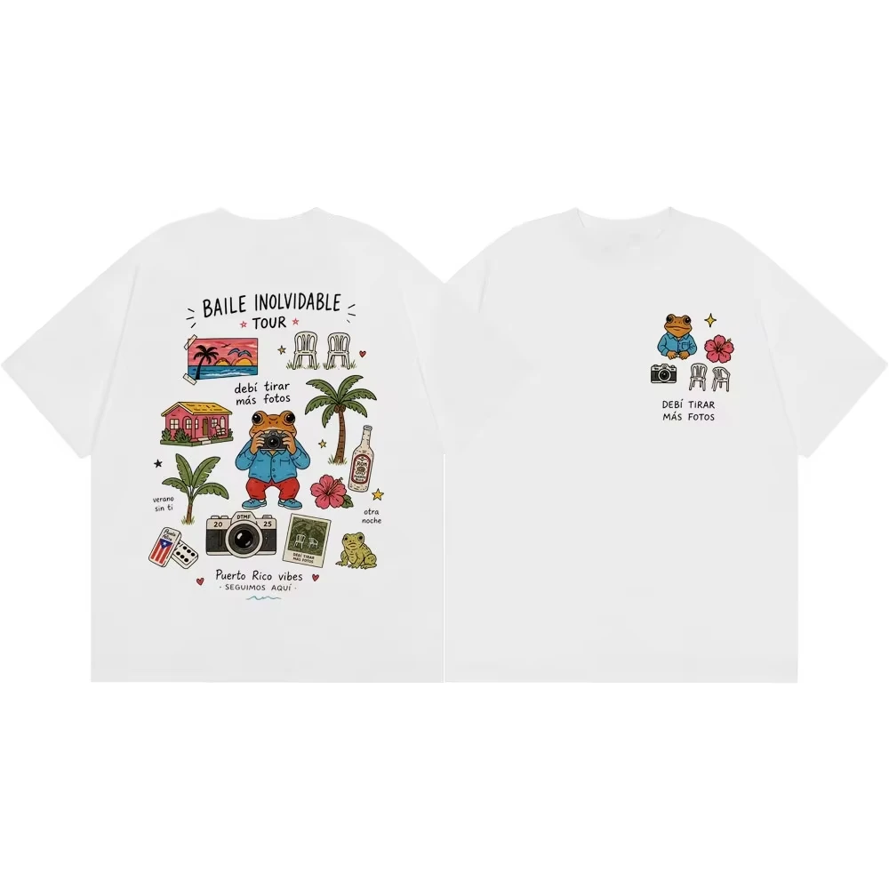 Modisches Hip-Hop-Streetwear-Unisex-T-Shirt, Rapper Bad Bunny DTMF Debi Tirar Mas Fotos Album Merchandise Damen- und Herren-T-Shirt