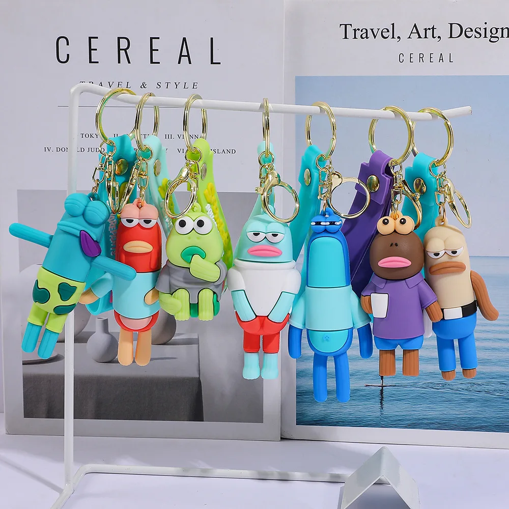 Bikini Bottom Residents Ugly Fish Keychain Biyeyu Series Pendant Car Bag Hanging Decoration Festival Gift Wholesale Colorful Toy