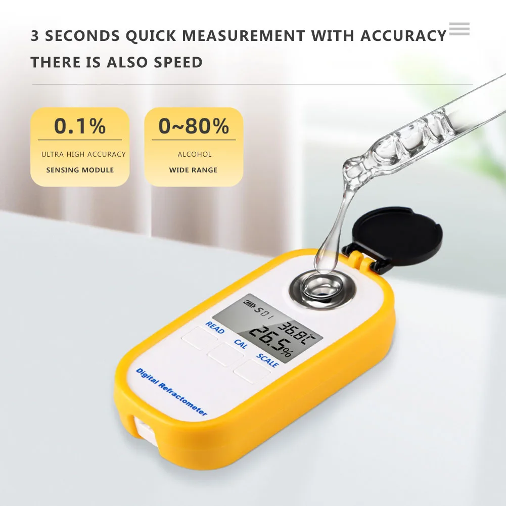 Professional Spirit Meter จอแสดงผล LCD แอลกอฮอล์ดัชนีหักเหเครื่องทดสอบความแม่นยําสูงสําหรับ Spirit แอลกอฮอล์ปริมาณเปอร์เซ็นต์