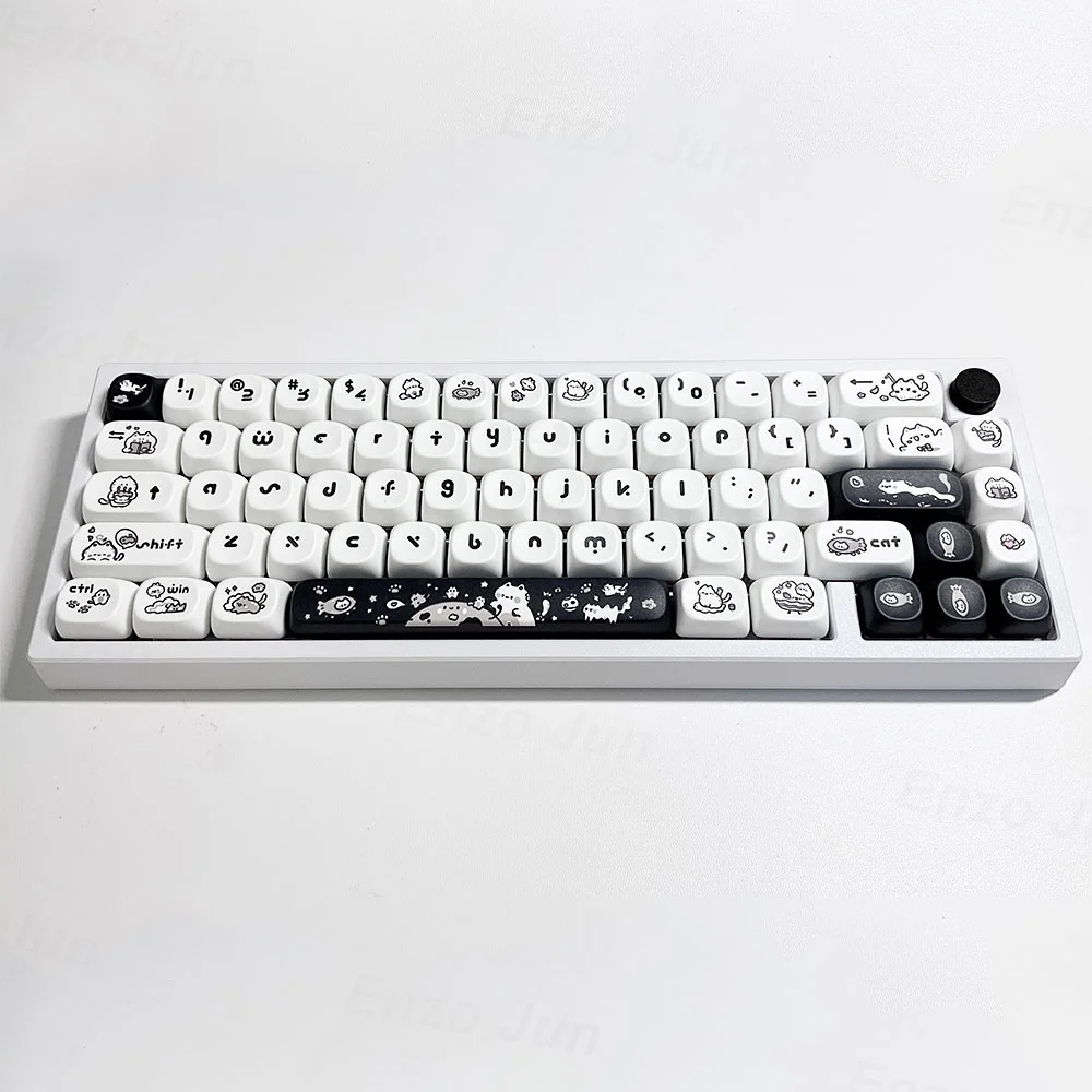 

140 Keys Kitten Theme Keycaps Set Custom MOA Black White Cat Cute Key Cap for Mechanical Keyboard Caps Gaming Accessories Keycap