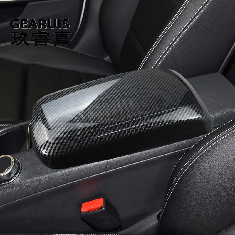 Carbon fiber Car Center Console Tidying Armrest Box Panel Cover Stickers For Mercedes Benz A B GLA CLA Class W176 X156 C117 W246