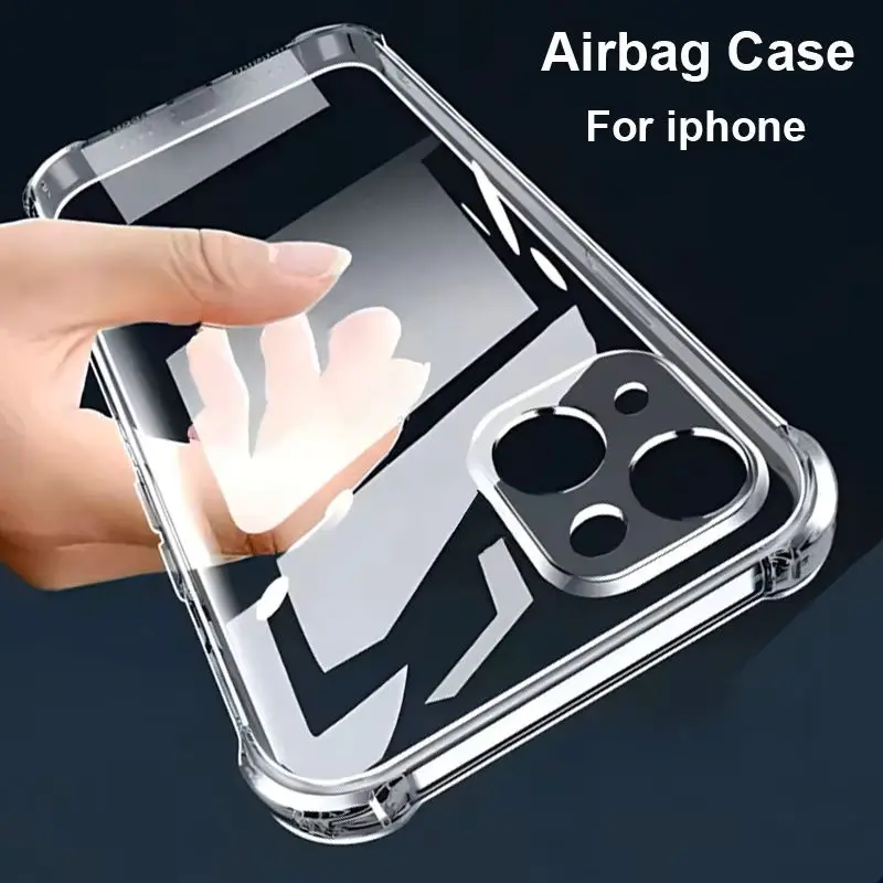 Shockproof Transparent Silicone Case For iPhone 16 15 14 13 12 Mini 11 Pro Max Shell Case For iPhone 14 15 Plus Soft Back Cover