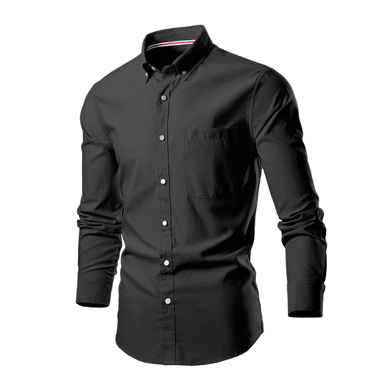 Button Down Collar Men\'s Long Sleeve Shirt, Single Breasted Shirts, Blue Black Gray Green Yellow Red Top Men Camisa M-5XL 6XL