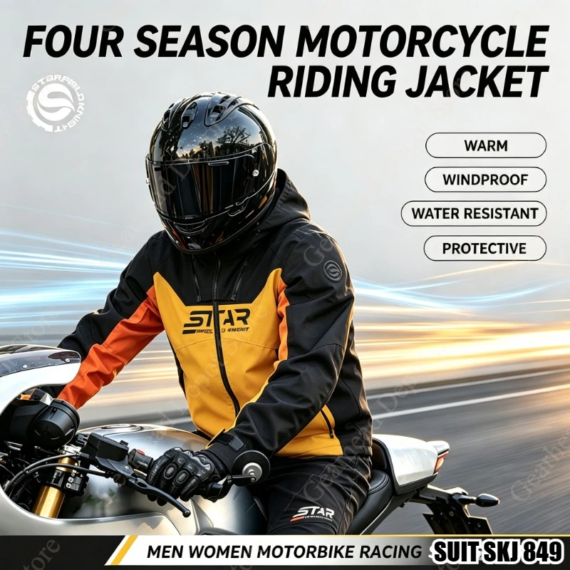 Star Knight SKJ849 Motorcycle Riding Jacket Four Season Summer Winter Warm Windproof Men Women Motorbike Impact Resistant Suit