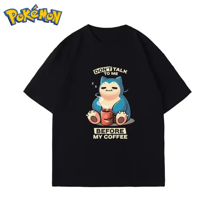 

Футболка с принтом Pokémon Handheld Game Snorlax, новая летняя мужская и женская уличная футболка Y2K Harajuku, свободный повседневный топ с короткими рукавами