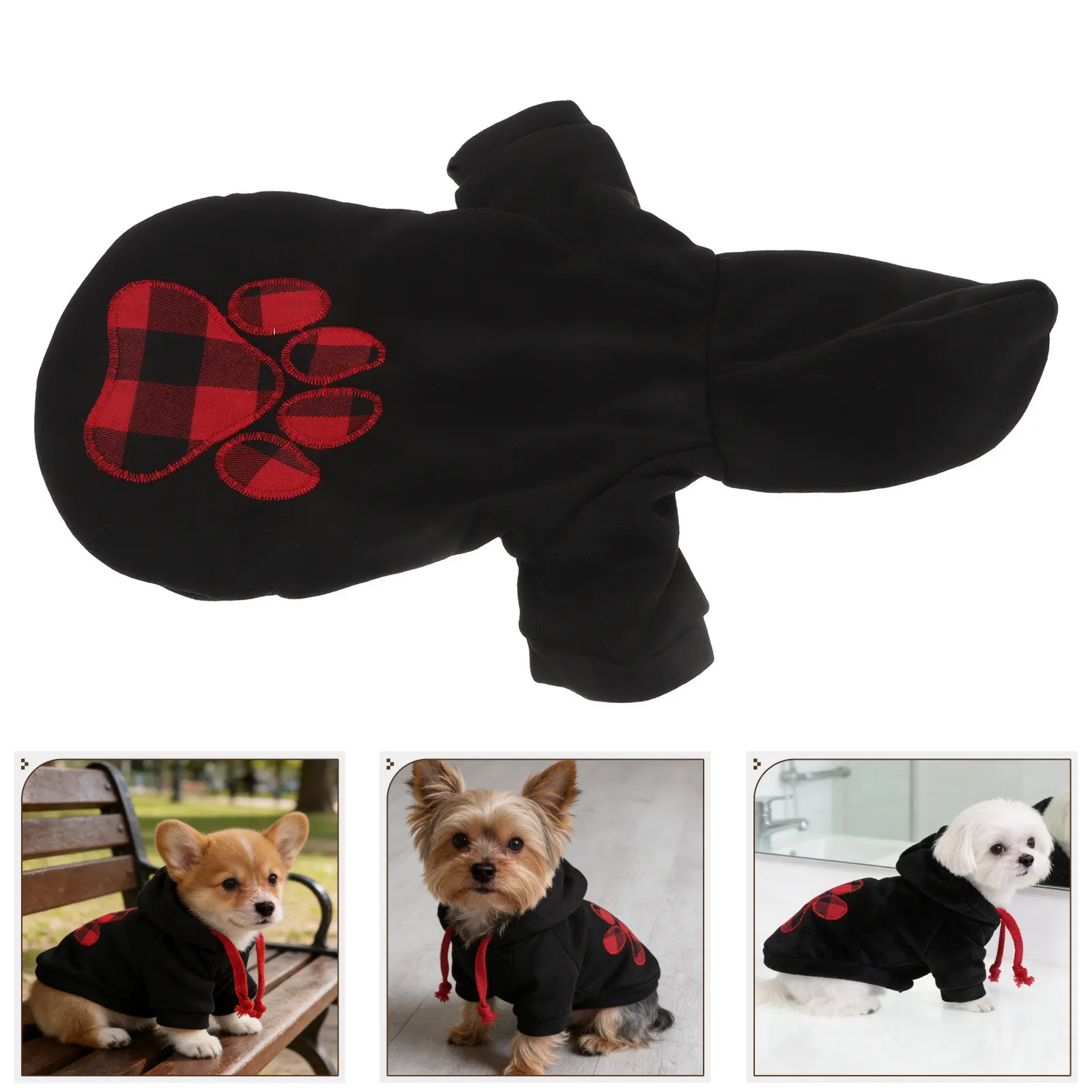 

Warm Dog Hoodie For Dogs Plaid Paw Pet Sweat Shirt With Hood Winter Comfort Coat Jacket Dogs Hoodies Pet Supplies Accessories