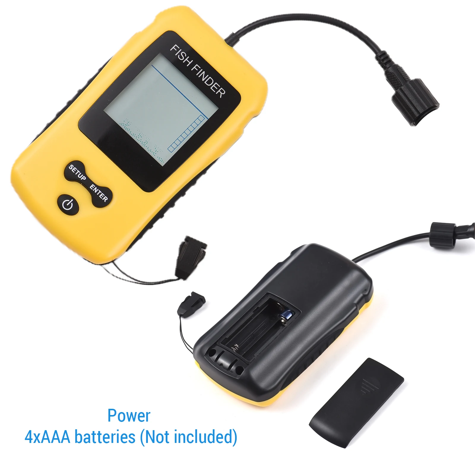 Fish Finder with Depth Readout Fish Alarm 200kHz 45 Degrees 0.6-100M Color TN LCD Transducer Cable and Sensor Beam Angle