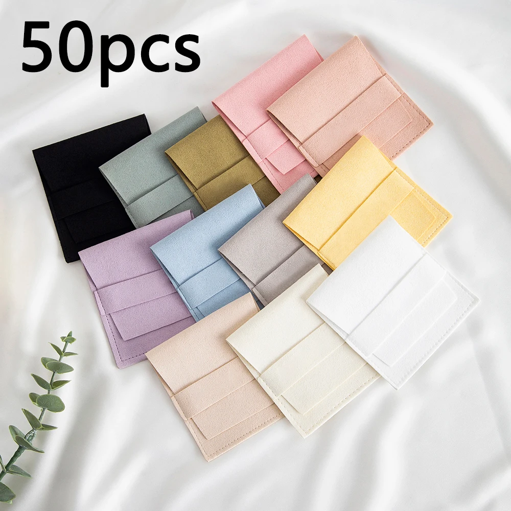 50/10/1pcs Microfiber Soft Velvet Bag Jewelry Presents Pouches for Necklace Bracelets Wedding Gift Package Envelope Bags