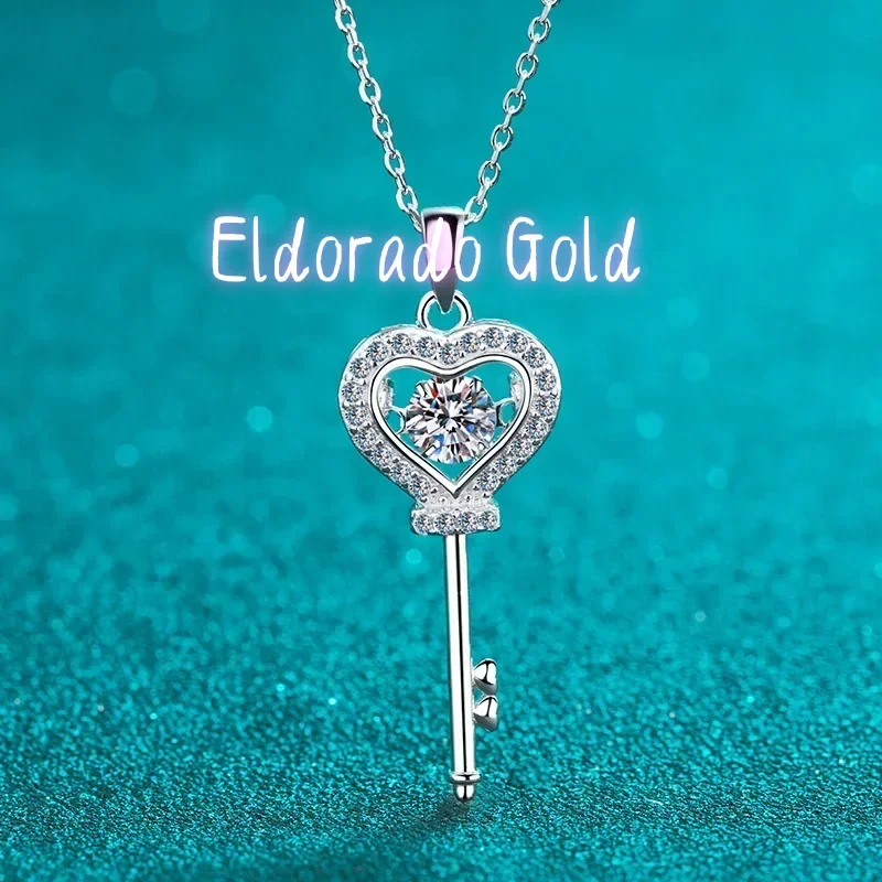 

Ожерелье Eldorado Gold с муассанитом, кулон в форме сердца-ключа, 0.5 карата, стерлинговое серебро, лабораторный бриллиант D VVS1 с сертификатом GRA