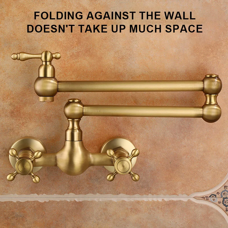 Wall-Mounted Antique Brass Kitchen Faucets Hot Cold Water Filter Tap for Kitchen Sink Mixer Folding Kitchen Faucet EL542A