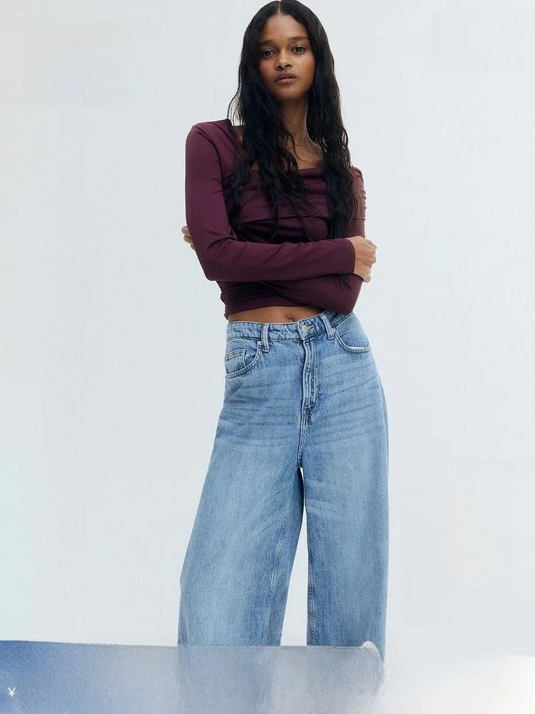 

Ele Red T-irt Women's Faionable Drape Single oulder Base Layer Winter Top H&M 3204 Polyester Spandex Blend