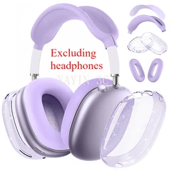 2025 New AirPods Max/2 Pink purple Color Silicone Protective Cover TPU Transparent Case Four piece suit anti fall and dust-proof