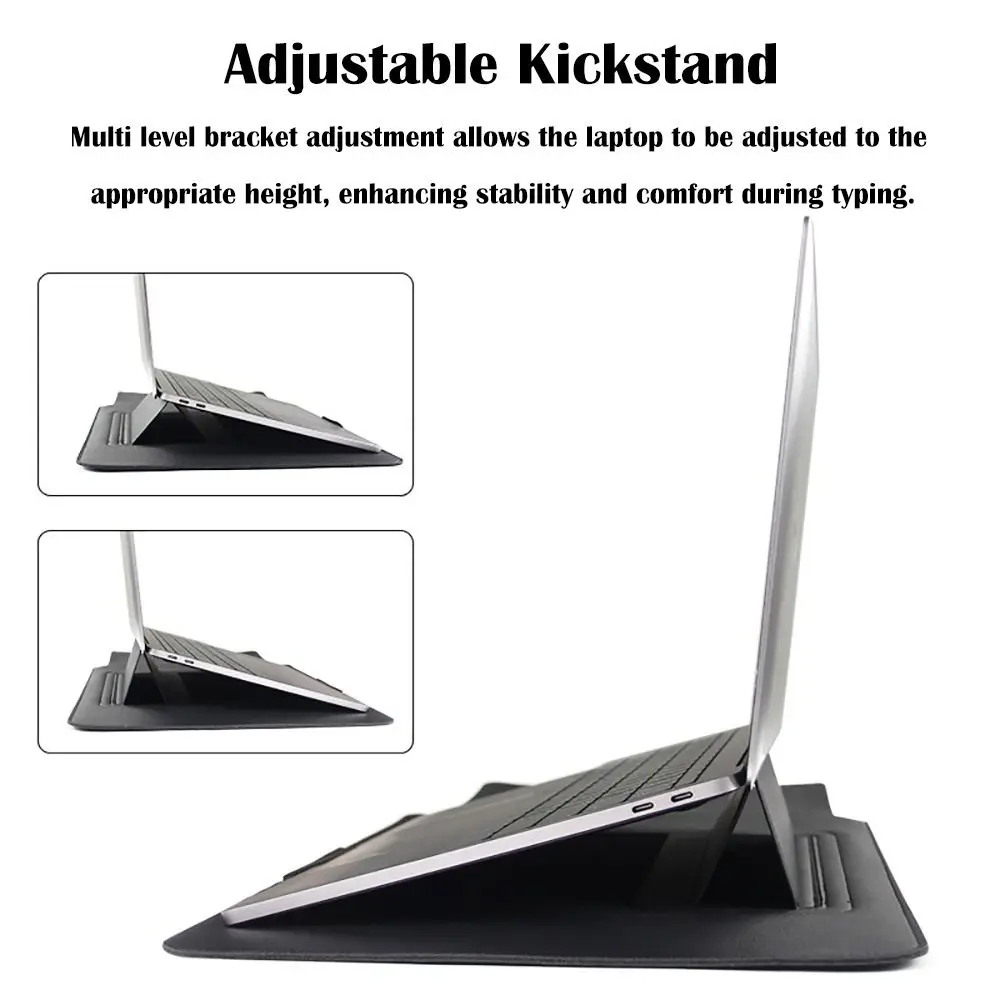 13 15 inch Adjustable Stand Laptop Sleeve with Mouse Pad Shockproof Tablet Case Portable PU Leather for HP/Dell/Surface