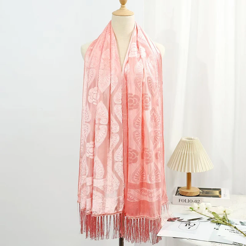 2025 NEUE Mode Frauen Cut Blumen Hohle Spitze Gradienten Blume Seidenschal Frühling Schals und Wraps Handtuch Femme Strand Sjaals – Detail 11