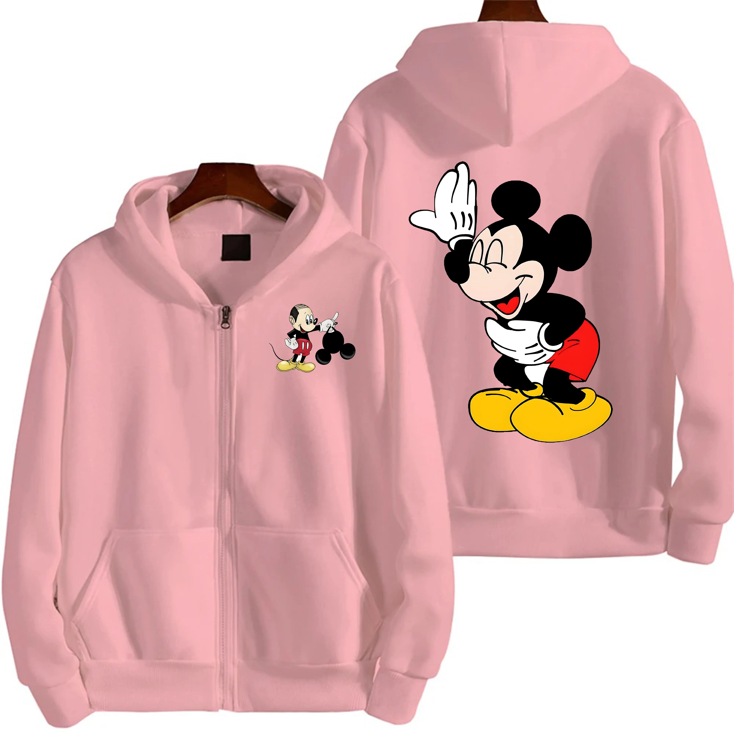 جديد أنيمي الكرتون ميكي ماوس مضحك ميكي ماوس سحاب مطبوع هوديي المرأة الخريف/الشتاء هوديي ملابس رياضية أنيمي هوديي #3