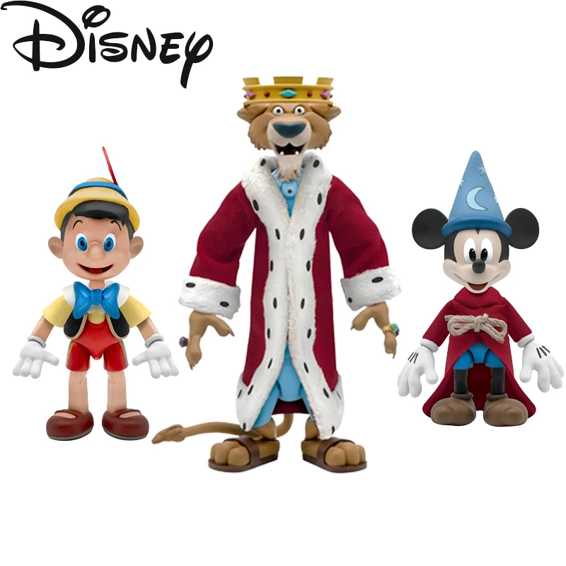 

Disney Classic Cartoon Animation Mickey Pinocchio Prince John Action Figure Toys Multi-accessories Statue Model Doll Collectible