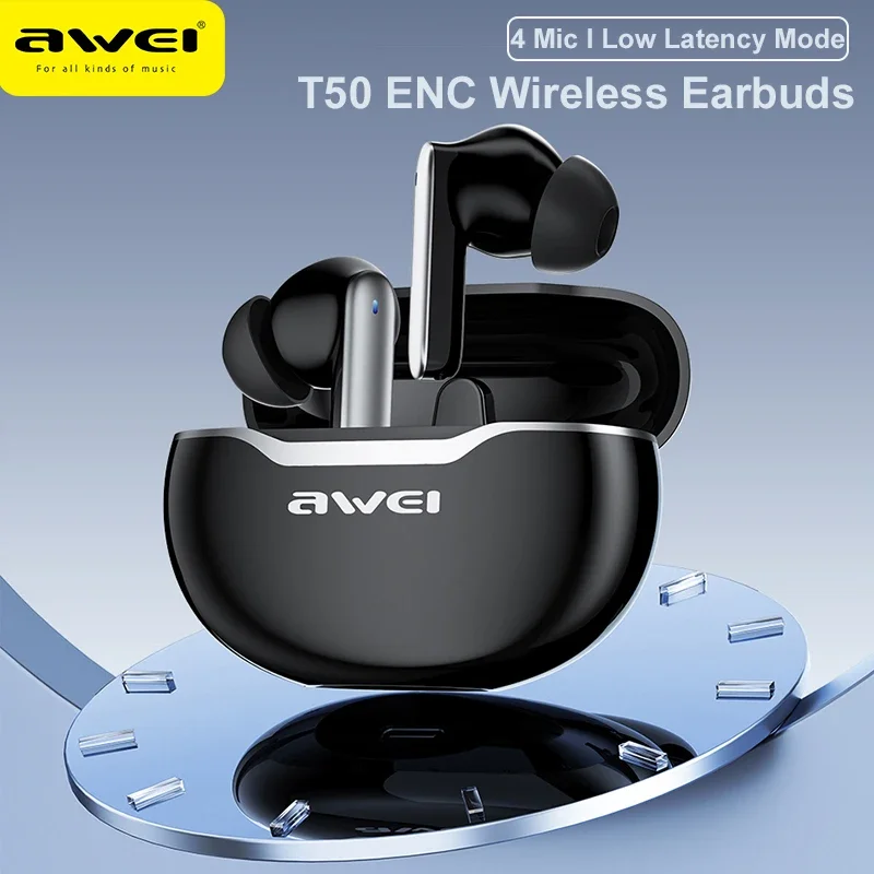 TWS-Наушники Awei T50ENC с поддержкой Bluetooth и сенсорным управлением