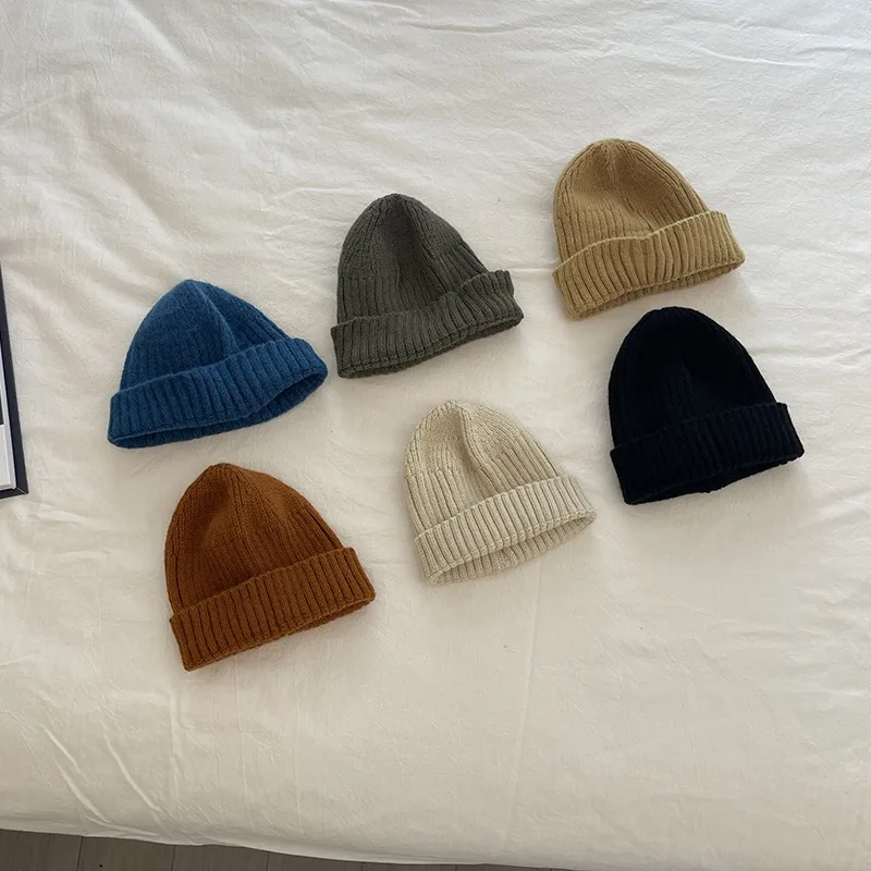 Korean Style Autumn Winter Baby Beanies Solid Color Warm Soft Kids Boys Girls Caps Casual Children Knitted Hats 8 Colors