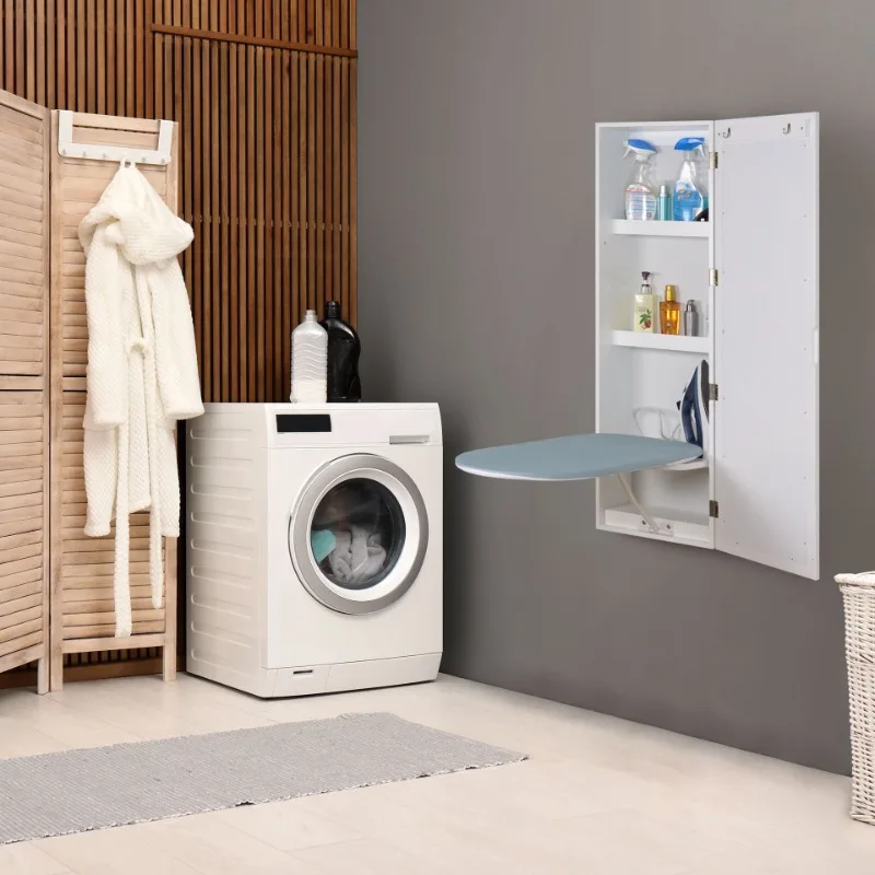 

Cross-border hot-selling wall-mounted ironing wardrobe household foldable wall-mounted ironing board mirror storage cabinet iron