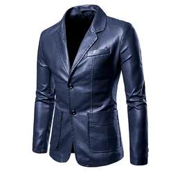 Men's Leather Clothing Autumn and Winter New European and American Men's Slim Fit Fashion 100 Middle Age Business Leather Jacket