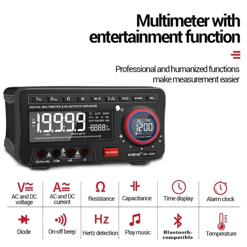 

Профессиональный цифровой мультиметр AN-999S — 19999 отсчетов True RMS Bluetooth для промышленных настольных мультиметров