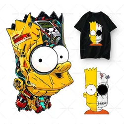The Simpsons Iron on Patches for Clothes Robot Bart Heat Transfer Vinyl on Clothing T-shirt Decoration Hot Thermal Stickers DIY