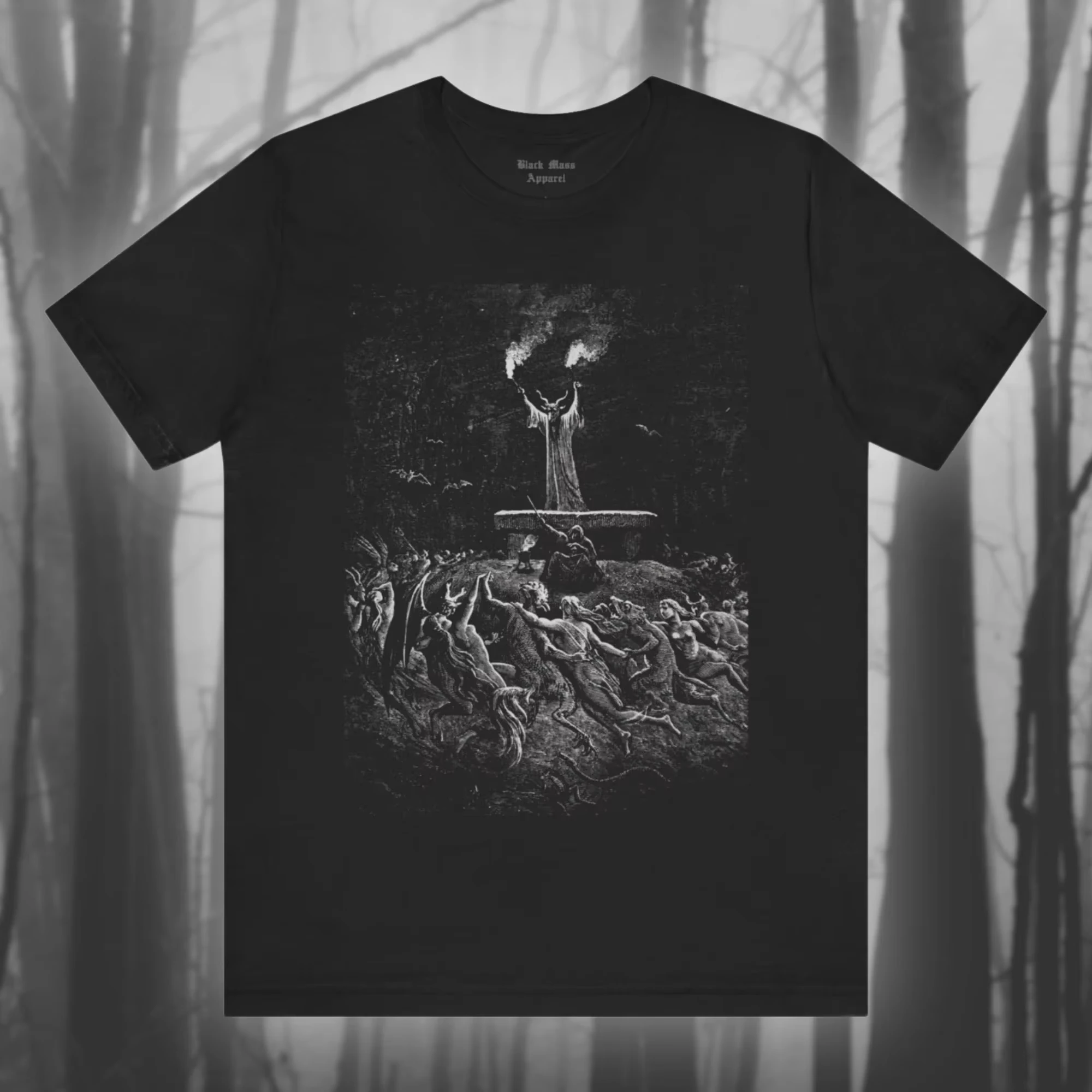 La Danse Du Sabbat Emile Bayard Art Vintage Occult Creepy Goth Sabbath Printed T-shirt Men Women Casual Short-sleeved Shirt