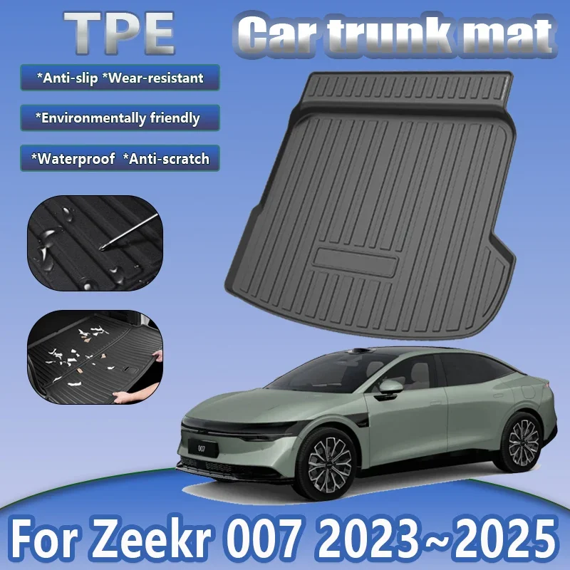 Anti-dirty Car Trunk Mat For Geely Zeekr 007 Accessories CS1E 2023 2024 2025 Waterproof TPE Material Rubber Liner Pads Carpets