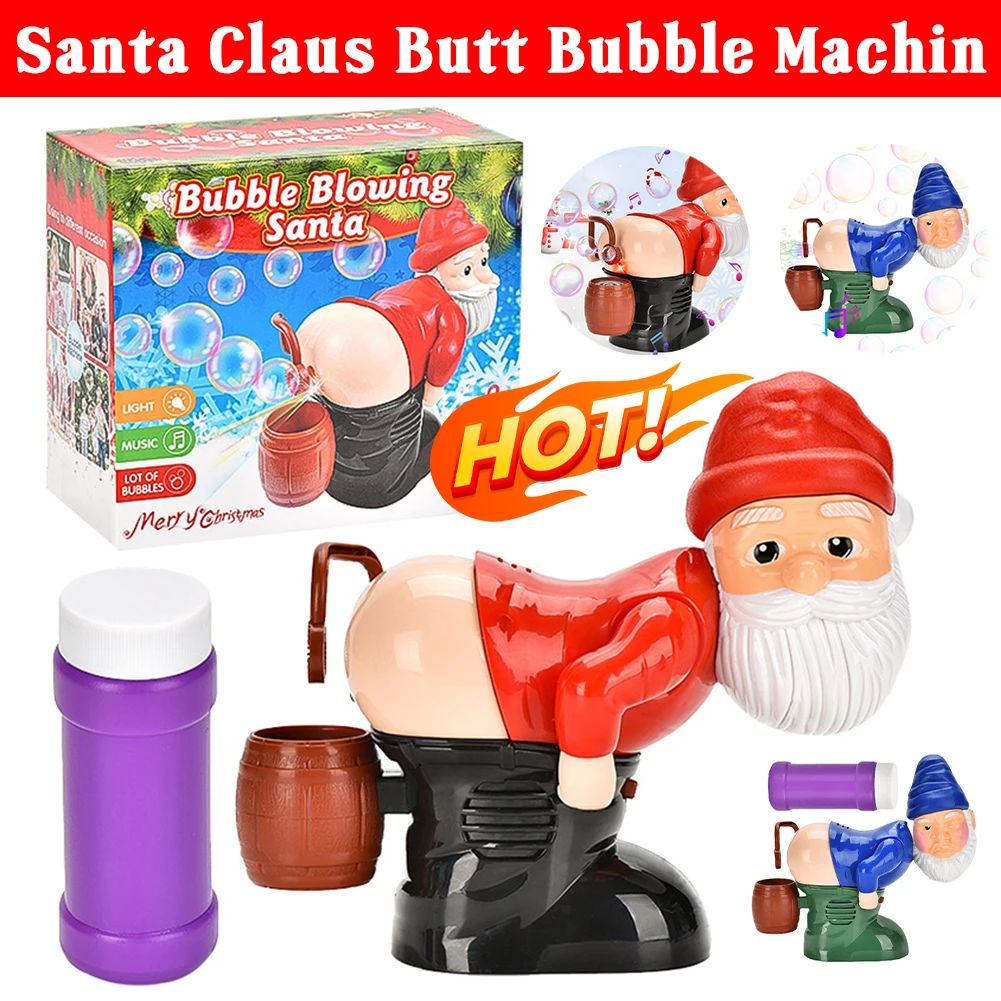 

Christmas Colorful Bubbles Blower with Music & Light Electric Fart Santa Toy Novelty Xmas Gift for Boys Girls