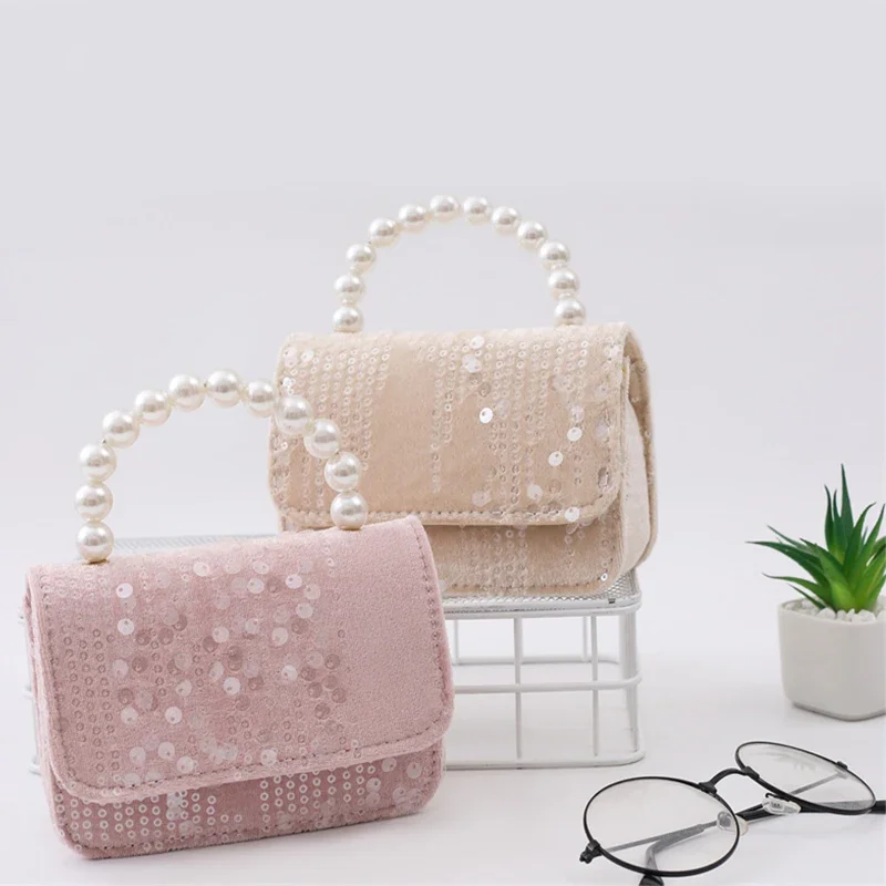 Fashion Children\'s Shoulder Bag Pearl Sequins Hot Selling Girl Baby Cute Zero Wallet Princess Bag Women\'s Handbag  mini bag