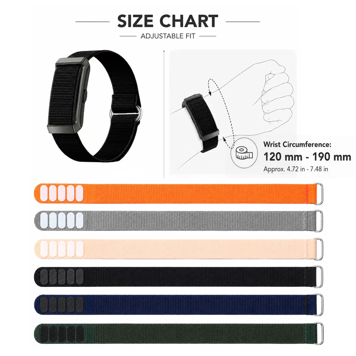 2Pcs Nylon Strap for Hume Band 1.0 Replacement Hook & Loop Adjustable Sports Wristband Soft Strap for Hume Band Accessories