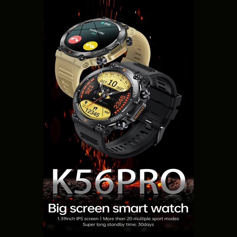 K56PRO Smart Watch Men Fitness Tracker Bluetooth Call Smartwatch Sport Modes Heart Rate Blood Pressure Monitor for Android IOS