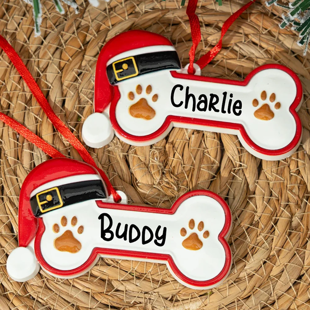 Custom Name Dog Paw Ornament Personalized Pet Bone Xmas Gift  for Dog Owner Christmas Tree Decor New Puppy Gift Pet Keepsake
