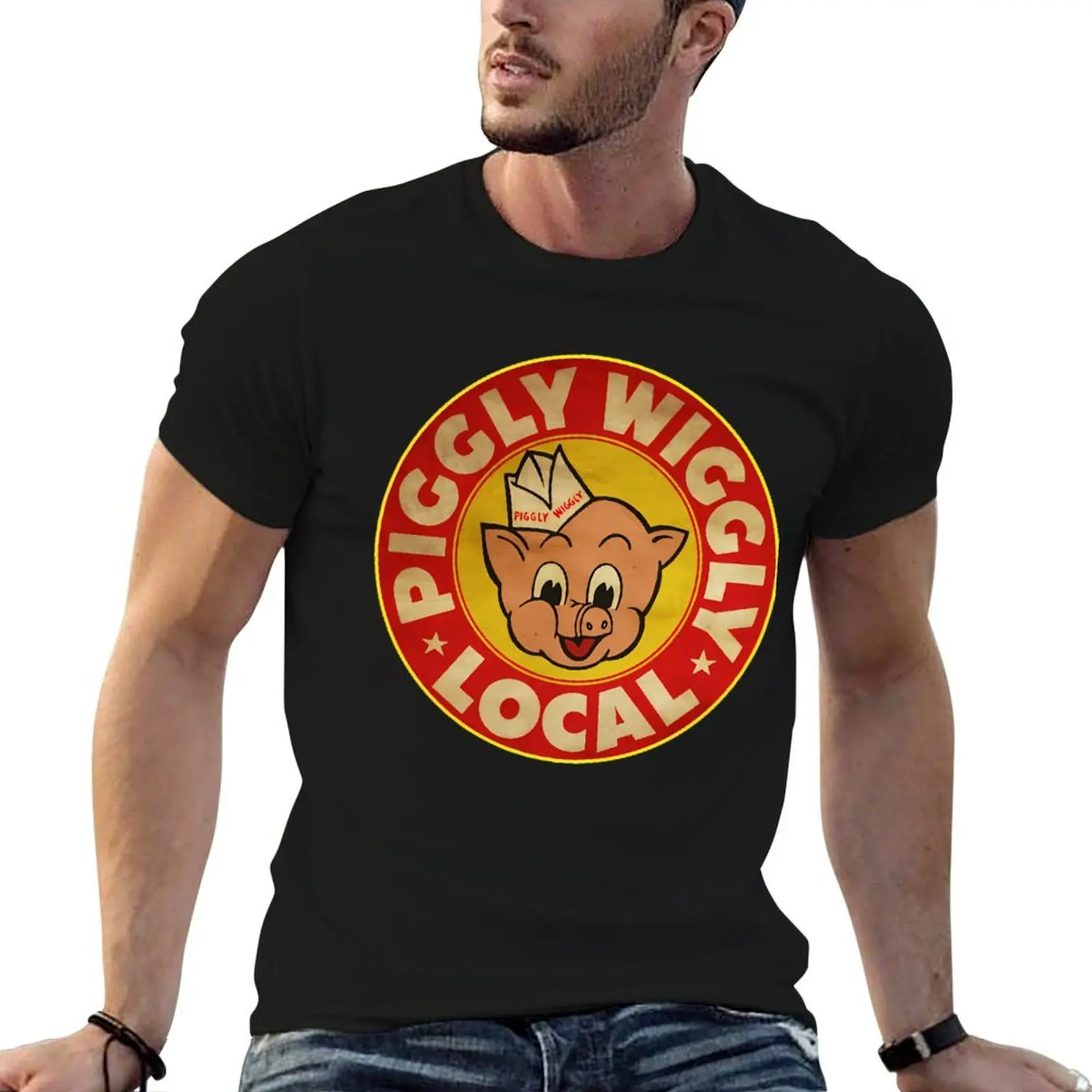 

Piggly Wiggly Local Yellow Style T-Shirt t shirts for man cotton black cotton t-shirt plain for man package T-Shirt