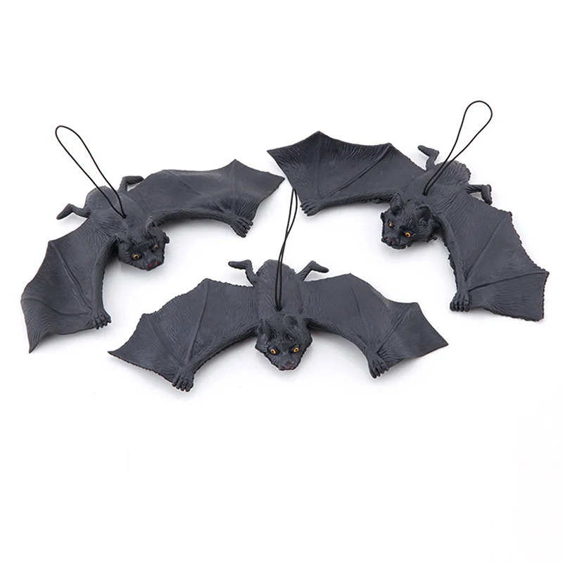 Halloween 3D Black Soft Rubber Bat Hanging Ornaments Party DIY Scary Decoration Halloween Animal Pendant Props