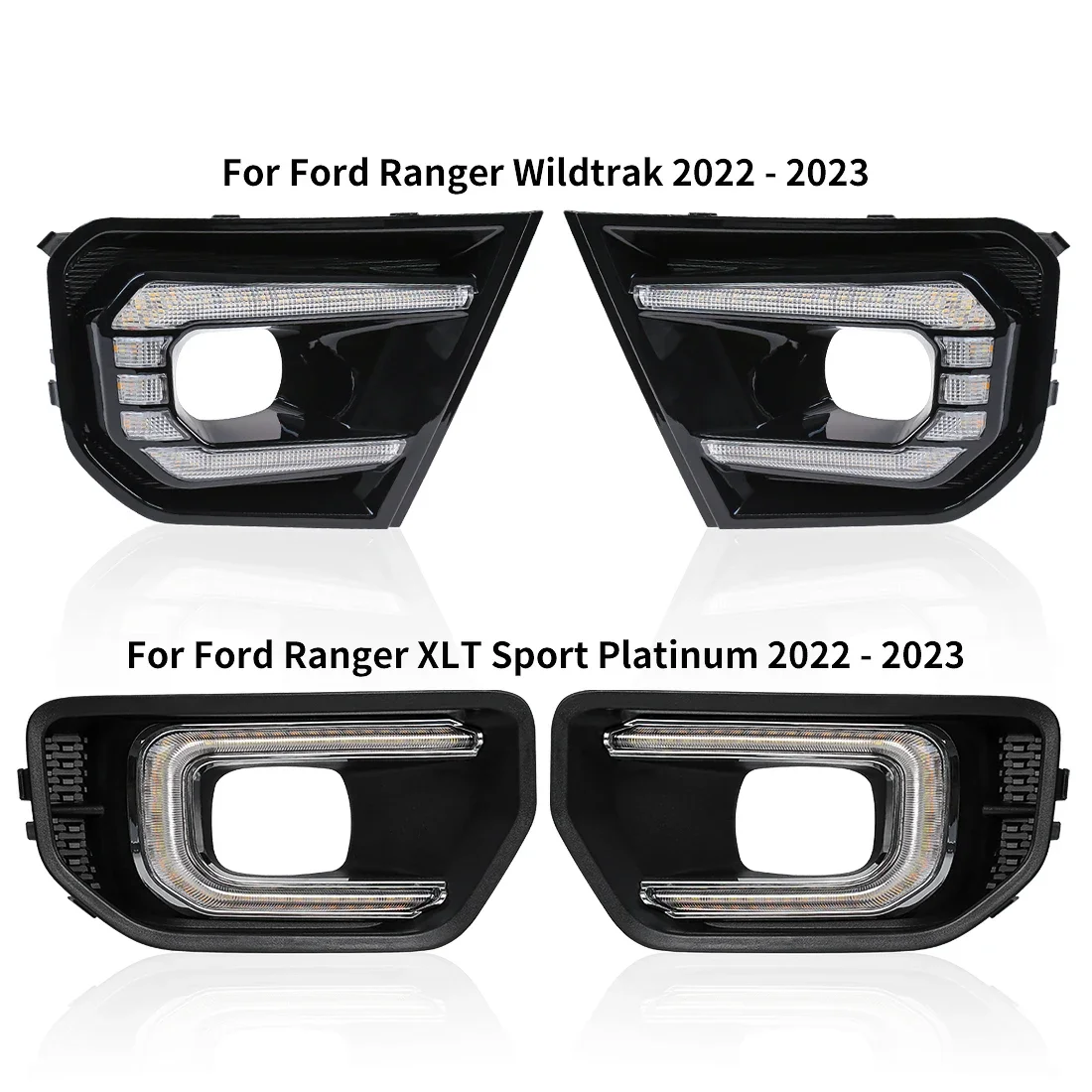 Car LED DRL For Ford Ranger T9 XL XLT SPORT Platinum For Ford Ranger Wildtrak 2022 2023 Daytime Running Lights Turn Signal Lamps