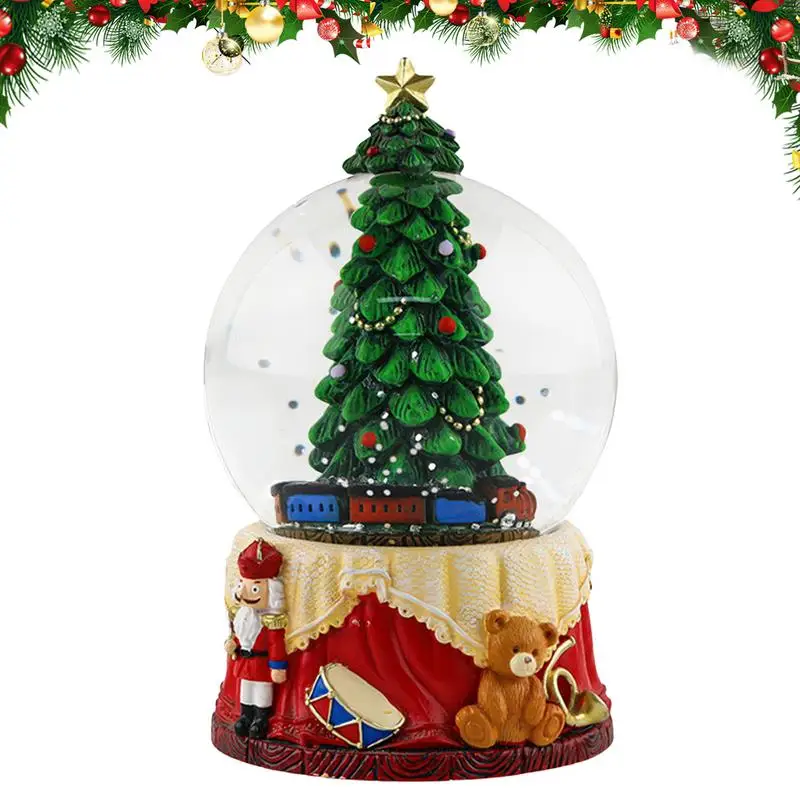 Glittering Snow Globe Christmas Tree Snow Water Swirling Glittering Globe Unique Snow Water Globe For Festival Decoration