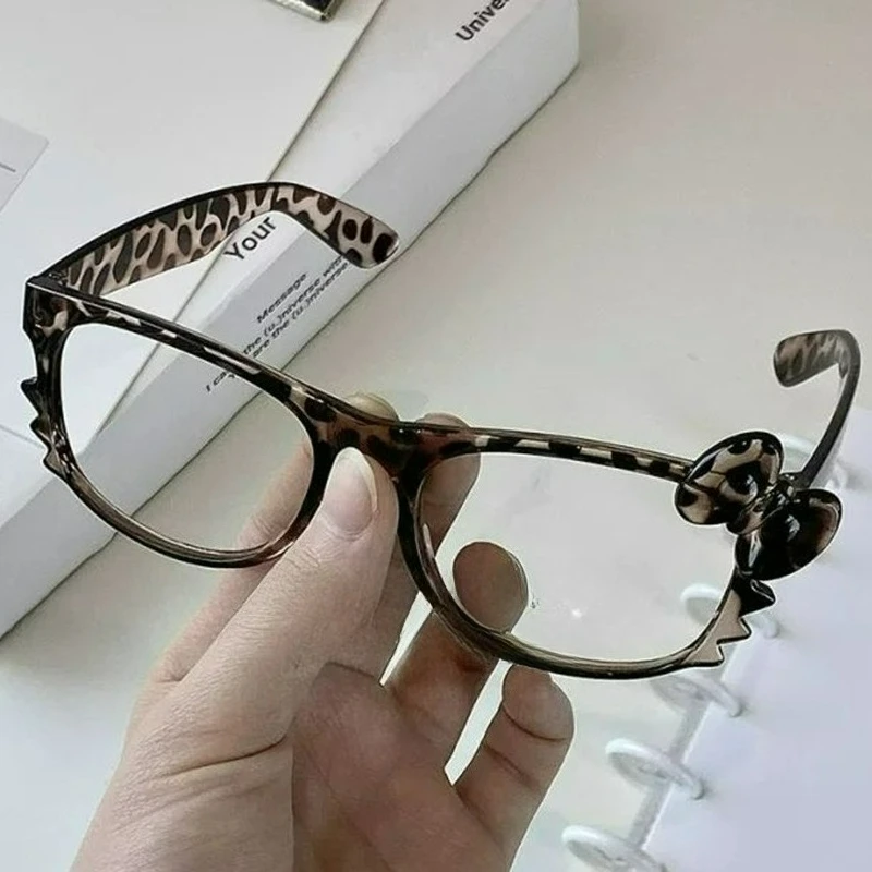 Y2K Leopard Print Eyeglass Frame Women Accessories Cute Beauty Cartoon Anime Y2K Vintage Eyeglass Frame Toys for Girls Gifts