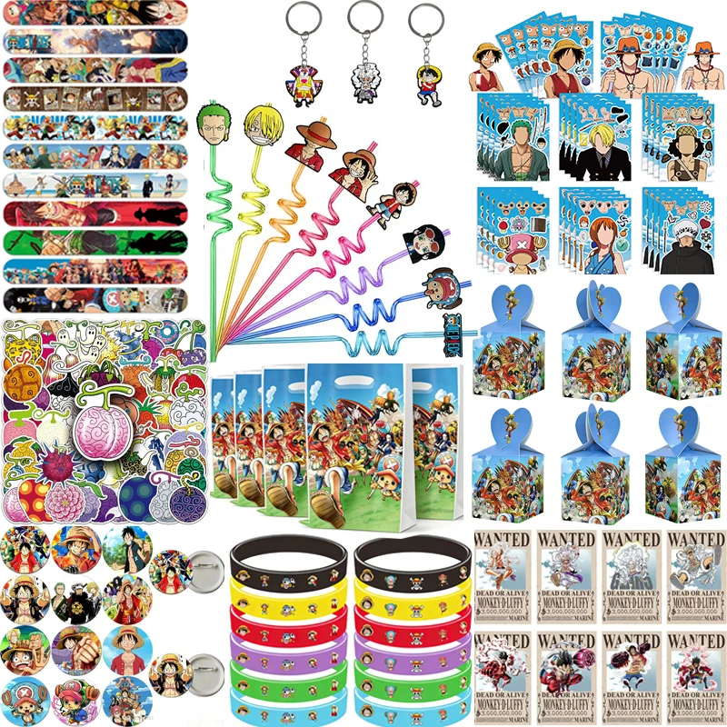Artículos para Fiestas de Cumpleaños: Temática de One Piece, Banderas, Máscaras, Pegatinas, Llaveros para Bolsas de Regalo y Rellenos de Bolsas de Regalos