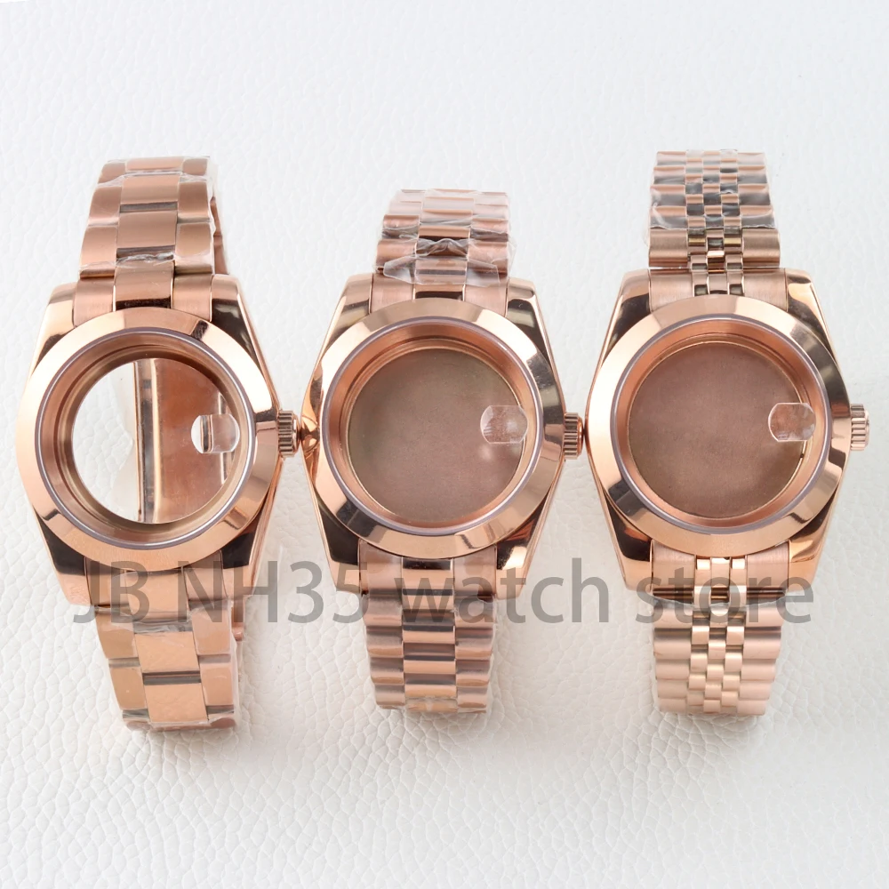 Rose Gold 36/39mm NH35 Watch Case for Seiko NH35 NH36 Movement DATEJUST Sapphire Glass Jubilee/Presidential/Oyster Bracelet