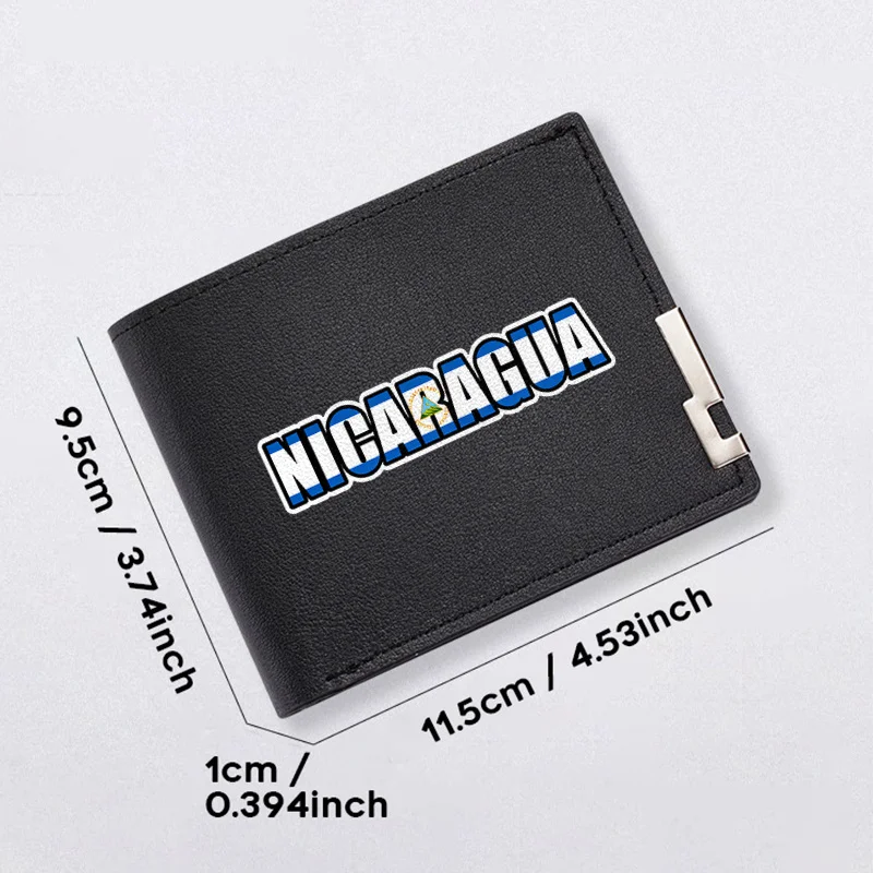 NICARAGUA LOGO MEN'S SLIM WALLET PU LEATHER BUSINESS STYLE DAILY USE LIGHTWEIGHT DURABLE DESIGN MODERN FASHION ACCESSORY