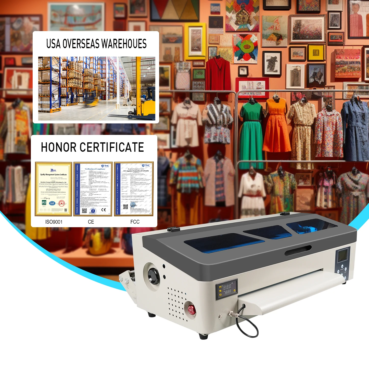 Erasmart New A3 Pet Film T Shirt Textile Printing Machine Digital Dtf Print Pet Film Printer A3+ Dtf Printers With Xp600 Head